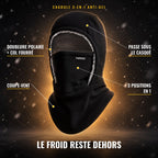 Cagoule 3-en-1 Anti-Gel PAREBISE : doublure polaire, col fourré, passe sous le casque