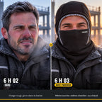 Avant et après : sans cagoule à 6 h 02, avec la cagoule PAREBISE à 6 h 03