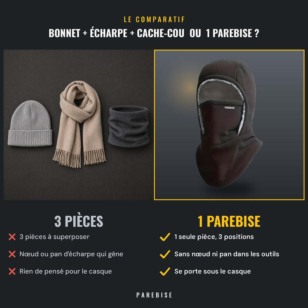 Comparatif : bonnet, écharpe et cache-cou ou 1 PAREBISE
