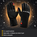 Gants chauffants PAREBISE : fins, doigts tactiles, batterie rechargeable