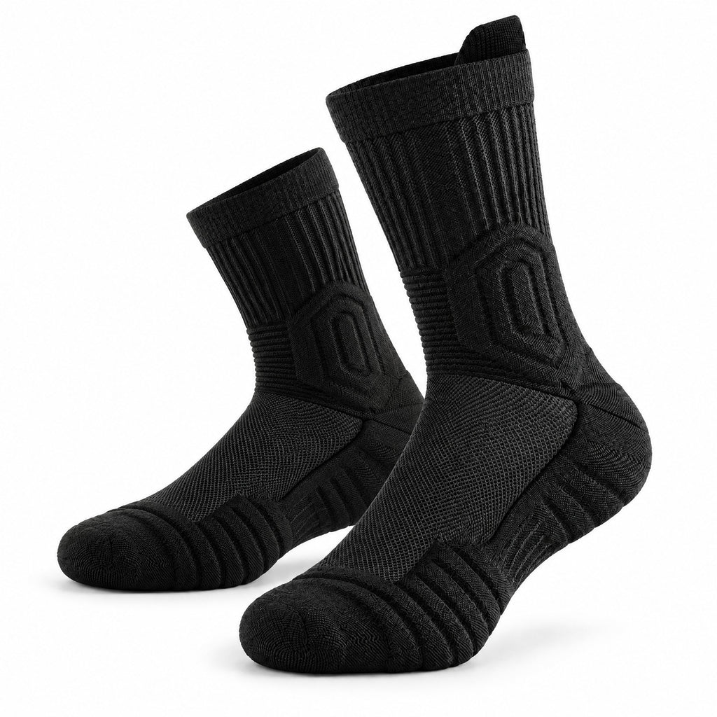 Chaussettes de travail épaisses PAREBISE noires, côtes verticales, motif en relief à la cheville, talon et pointe rembourrés